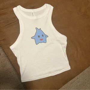 Super Mario Lumalee blue star cropped white tank